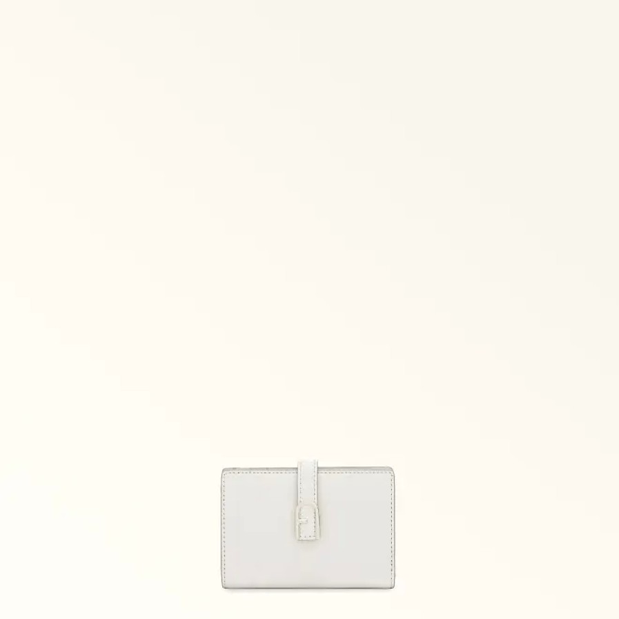 Femmes Furla Portefeuilles | Portefeuille Flow Compact Marshmallow Blanc Claris Lux Cuir De Veau Femme