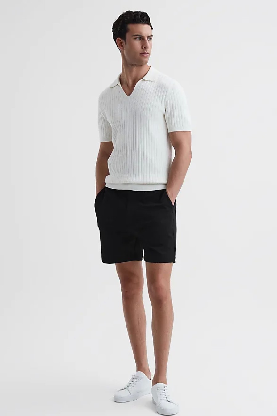 Hommes Zeus + Dioné Pantalon | Newmark - Short Texture Noir A Cordon De Serrage, 36