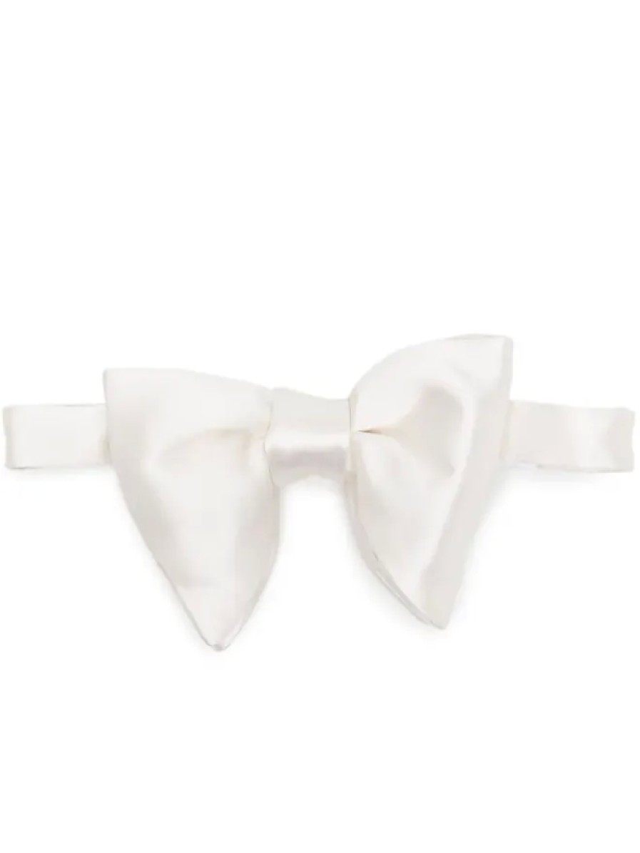 Hommes Magasin Trafalgar Noeuds Papillon | Noeud Papillon En Satin De Soie - Homme - Soie - Taille Unique - Blanc