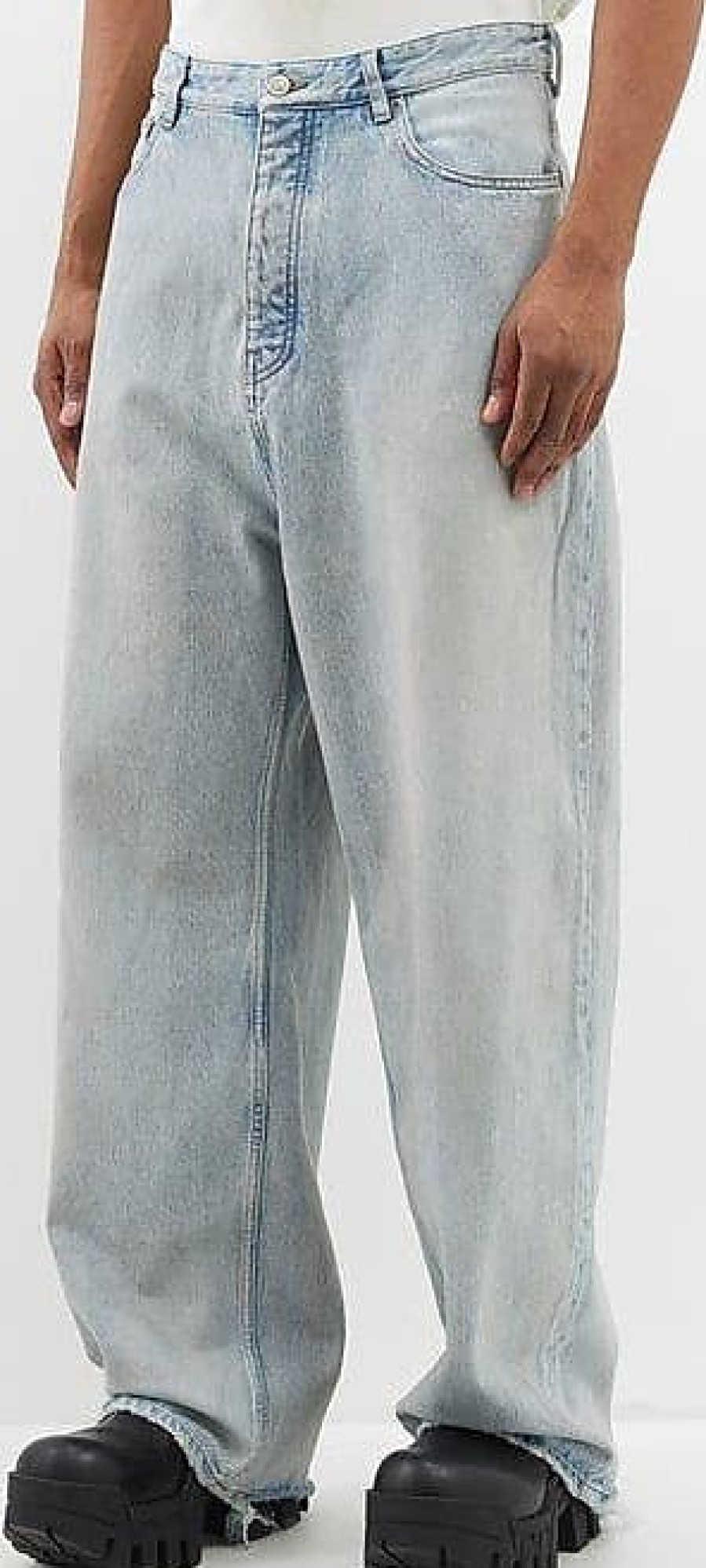 Hommes Bottega Vénéta Jeans | Jean Large A Ourlet Effiloche