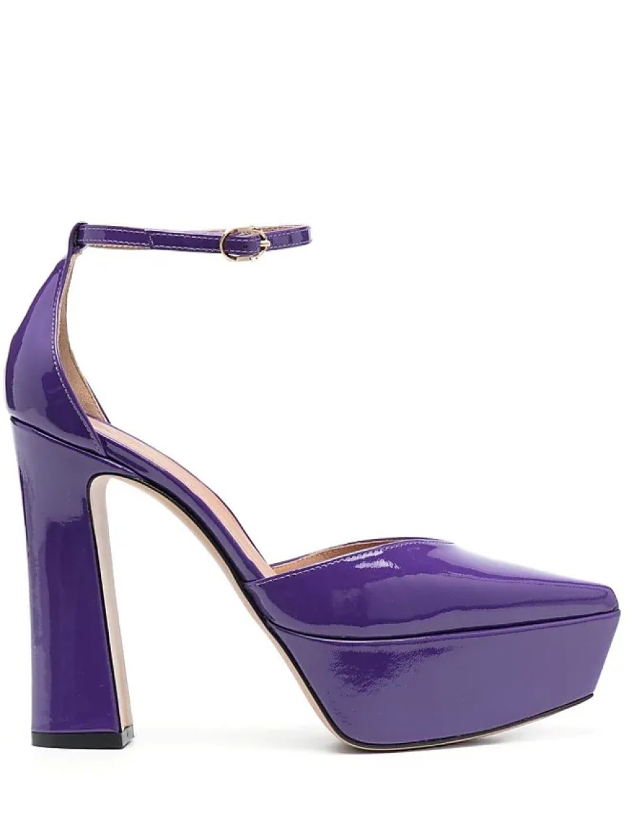 Femmes Sergio Rossi Chaussures A Semelles Compensees | Escarpins En Cuir A Plateforme Navasa 130 Mm - Femme - Cuir De Veau Verni/Cuir De Veau/Cuir De Veau - 38 - Violet