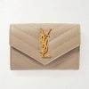 Femmes Saint-Laurent Portefeuilles | Portefeuille En Cuir Texture Matelasse Monogramme Envelope - Neutres - Taille Unique