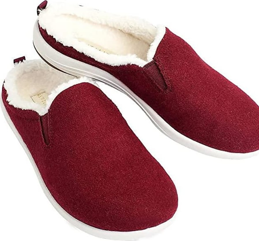 Femmes Minnetonka Chaussons | Dundee Slipper (Bourgogne) Chaussons Femme