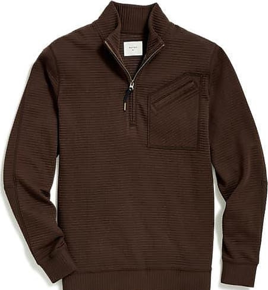 Hommes Barbour Chandails | Pull A Demi-Zip En Tricot Double En Chocolat Chez Nordstrom, Taille Xx-Large