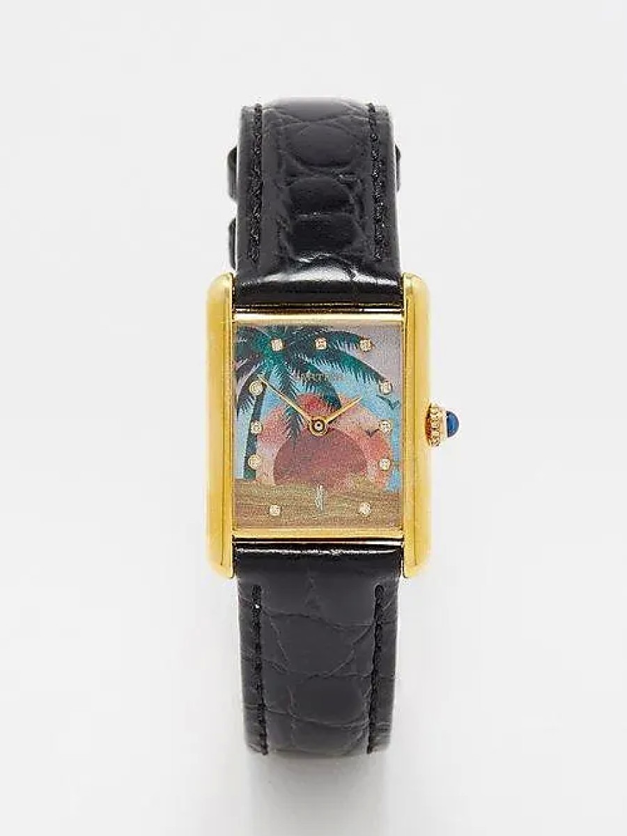 Femmes Ferragamo Montres | Montre Vintage Cartier Tank Diamant & Or-Vermeil - Femme - Multi