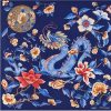 Femmes Burberry Echarpes | Foulard Soie Imprime Dragon Femme Bleu Marine / Cuivre