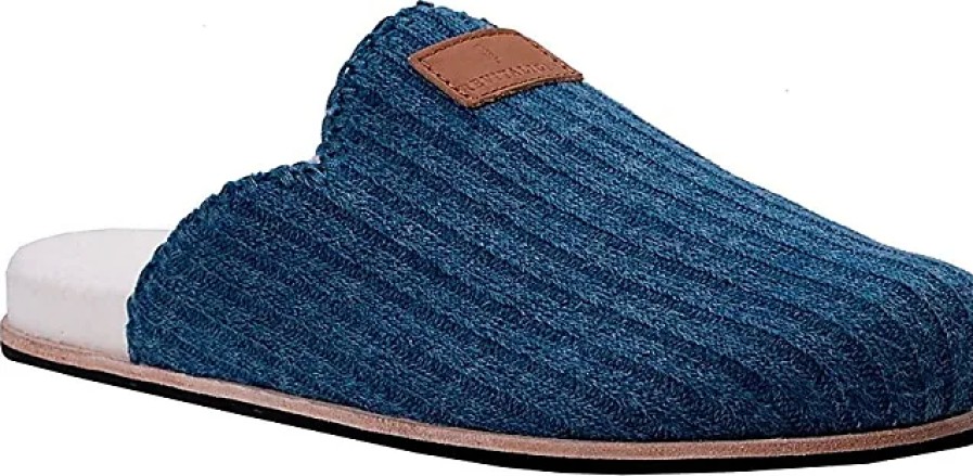 Femmes Ganni Chaussons | Alder Sweater Orthotic Slipper (Bleu/Corail) Chaussures Pour Femmes