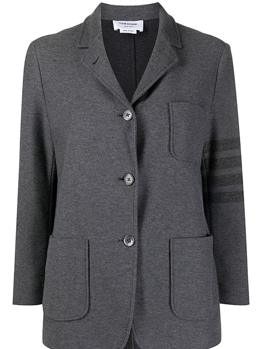 Femmes Burberry Costumes | Veste Sac En Serge A Rayures A 4 Barres - Femme - Coton - 36 - Gris