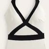 Femmes Reiss Maillots De Bain | Maillot De Bain Dos Nu Kefalonia Ivoire/Noir Colour Block Femme Boden