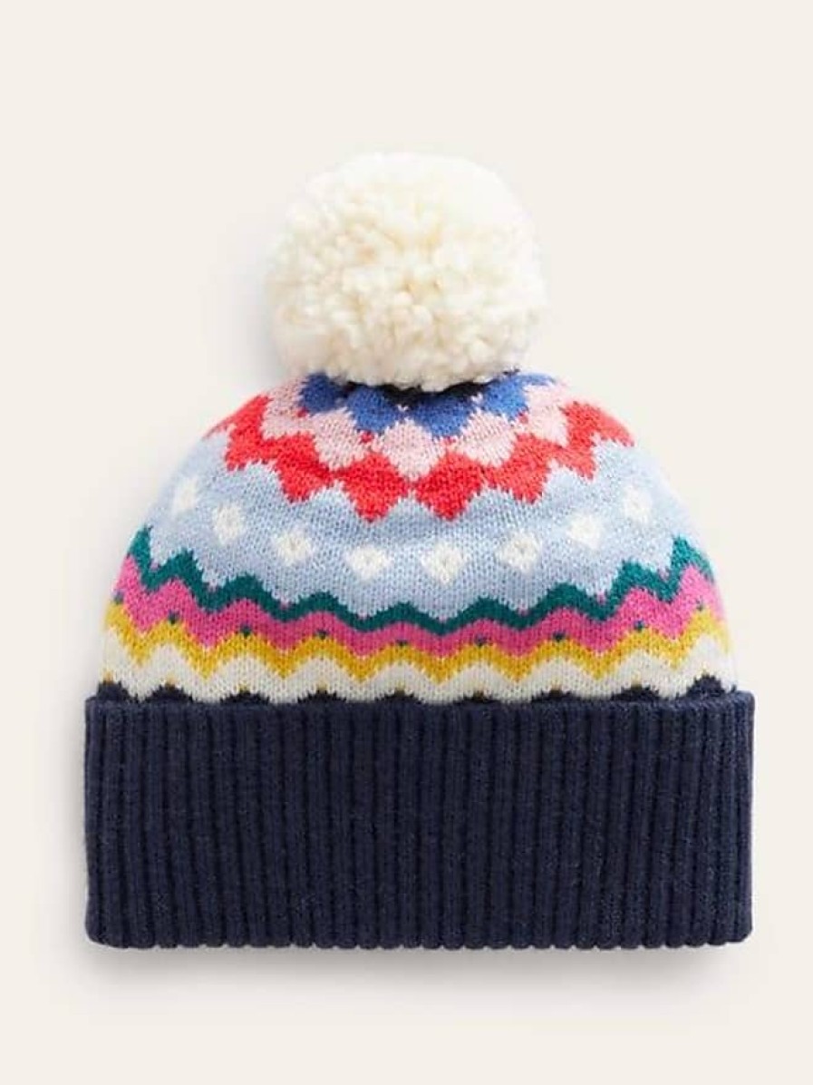 Femmes Sonia Rykiel Chapeaux D'Hiver | Chapeau Fair Isle Classique Bleu Marine Femme Boden