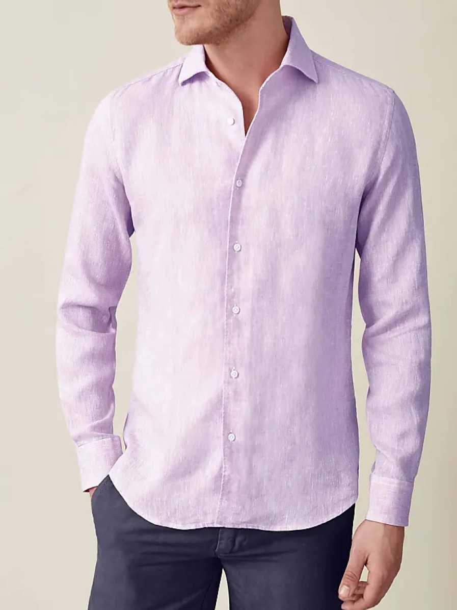 Hommes Bélier Chemises | Chemise En Lin Lilas Portofino