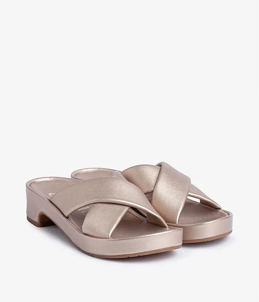 Femmes OIE d'or Mules | Lexia / Nappa Or Blanc