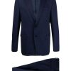 Femmes Dunhill Costumes | Costume A Simple Boutonnage En Laine Melangee - Homme - Spandex/Elasthanne/Laine/Viscose - 56 - Bleu