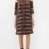 Femmes Doen Gilets | Lisa - Gilet Long A Capuche En Duvet - Femme - Marron