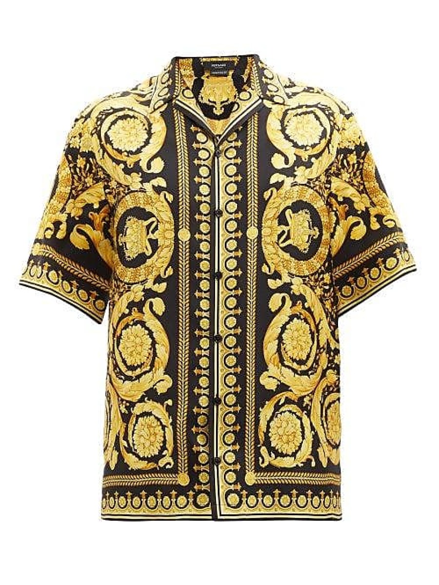 Hommes Barry.Wang Chemises | Chemise En Serge De Soie A Imprime Baroque