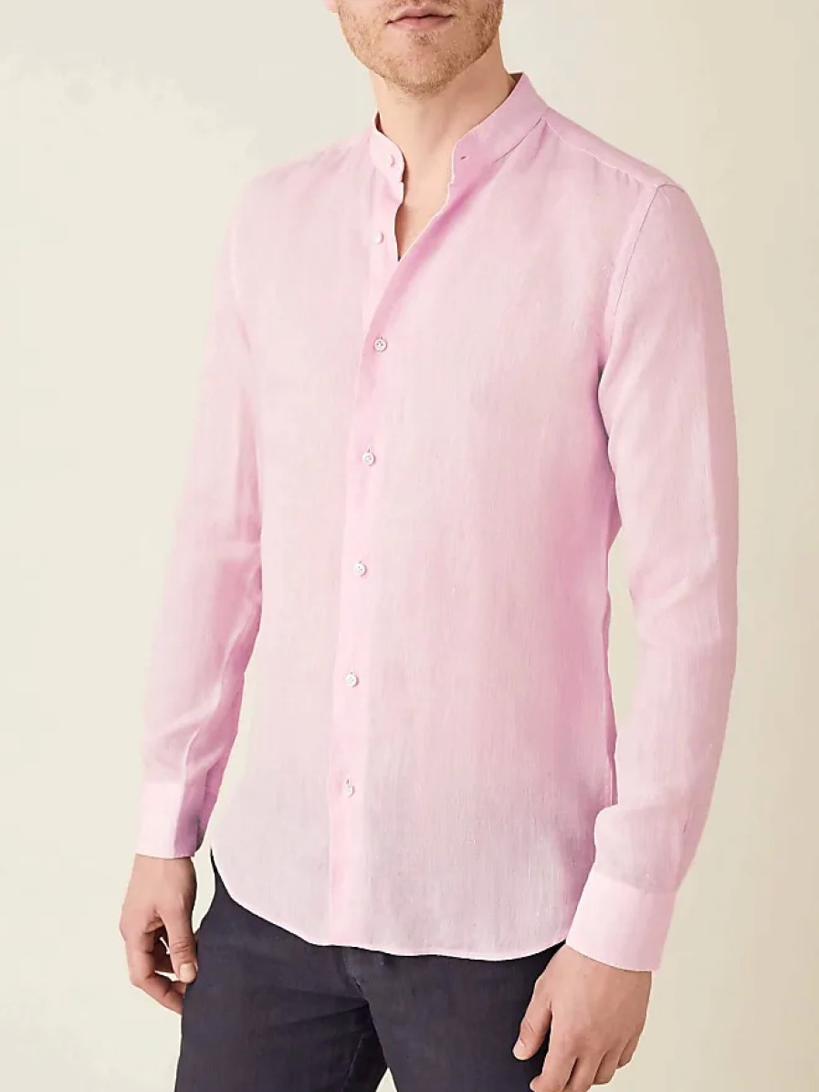 Hommes Coofandy Chemises | Chemise En Lin Versilia Rose Clair