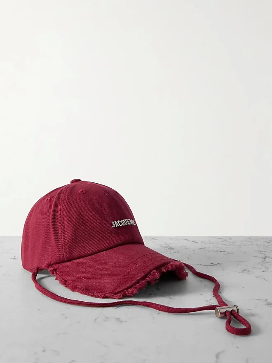 Femmes Billabong Casquettes | La Casquette Artichaut Embellished Frayed Cotton-Twill Hat - Rouge - 56,58,60