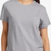 Femmes Dunhill T-Shirts | T-Shirt Merinos Doux Pour Femme, Gris Moyen, Taille Grande