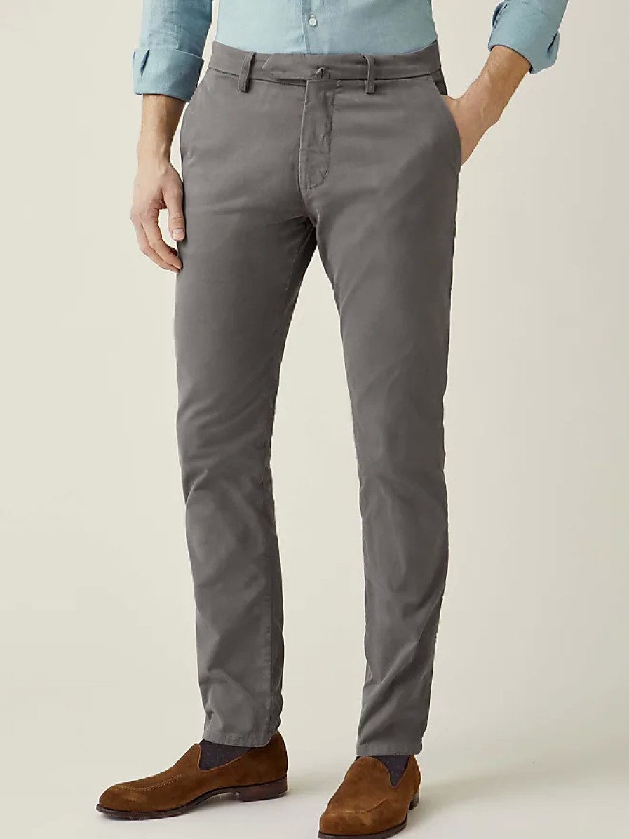 Hommes Luca Faloni Pantalon | Chino En Coton Cortina Gris Elephant