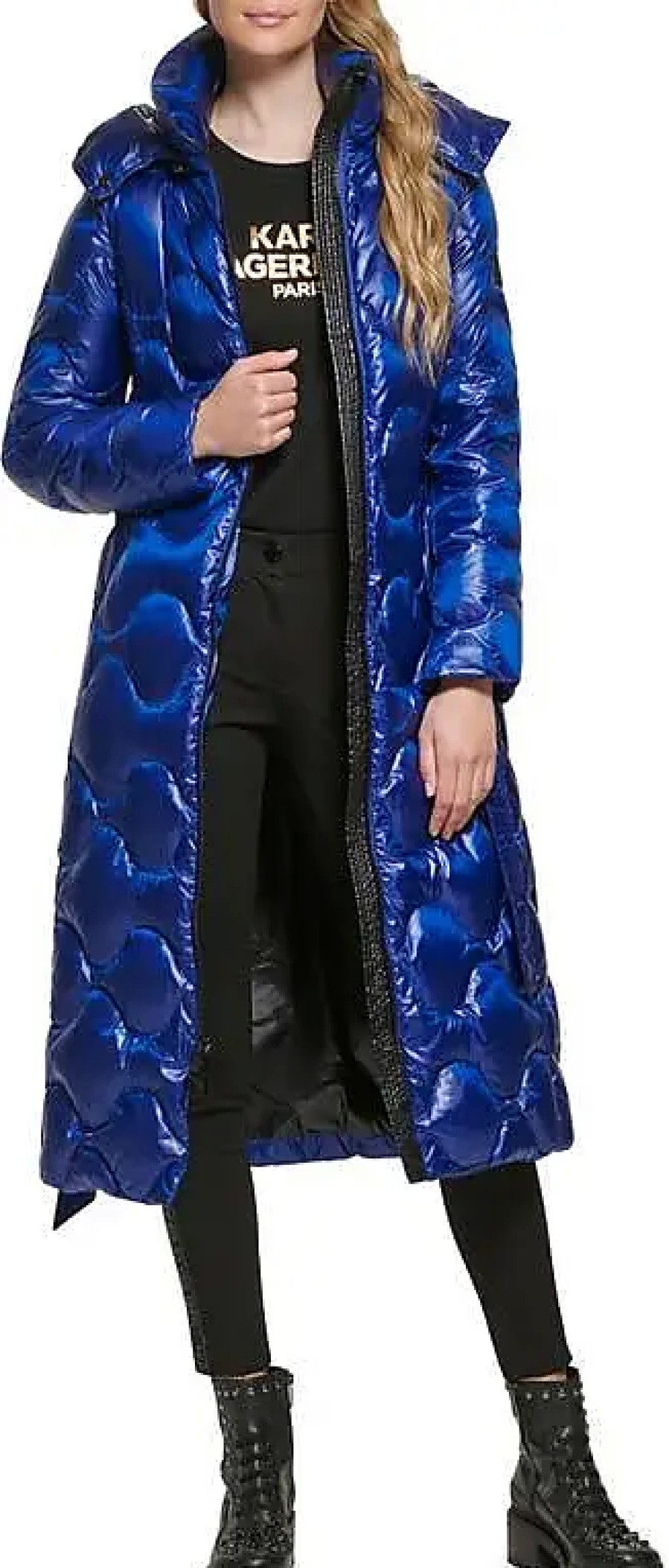 Femmes Moncler Manteaux | Onion Quilt Maxi Parka En Duvet Resistant A L'Eau Et Sac Ceinture En Cobalt Chez Nordstrom, Taille Moyenne