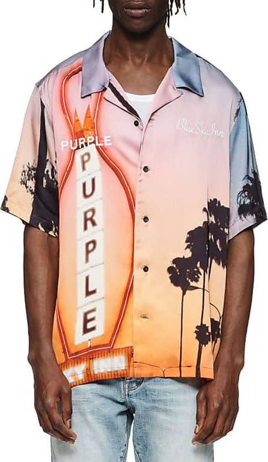 Hommes Luca Faloni Chemises | X Blue Sky Inn Motel Chemise Boutonnee A Manches Courtes En Imprime Orange Chez Nordstrom, Taille Moyenne