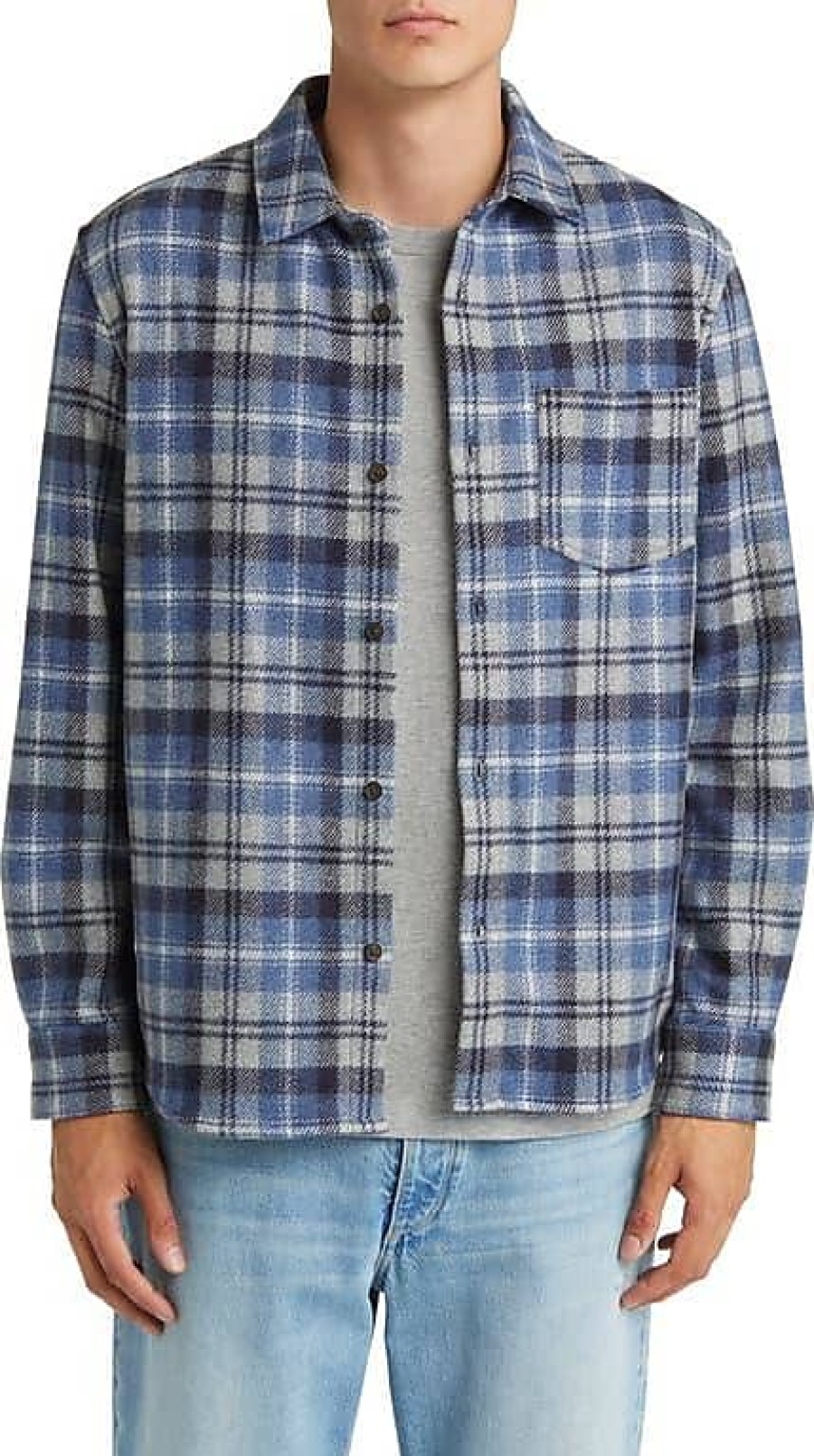 Hommes Luca Faloni Chemises | Apc Nouvelle Chemise Boutonnee En Flanelle Melangee A Carreaux De Valeriane En Bleu Iaa Chez Nordstrom, Taille X-Large