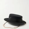 Femmes Tous les saints Chapeaux | Chapeau En Feutre De Laine Orne A Finitions En Gros-Grain Canotier - Noir - S, M, L