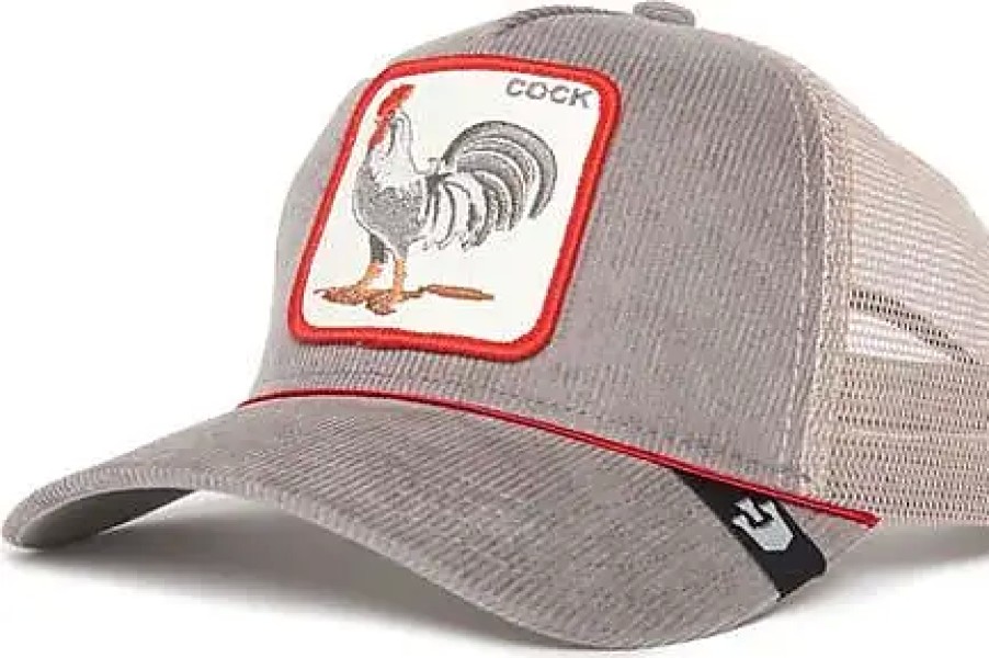 Hommes Travis Mathieu Casquettes | Casquette De Camionneur En Velours Cotele Arena Cock Patch En Gris/Blanc Casse Chez Nordstrom