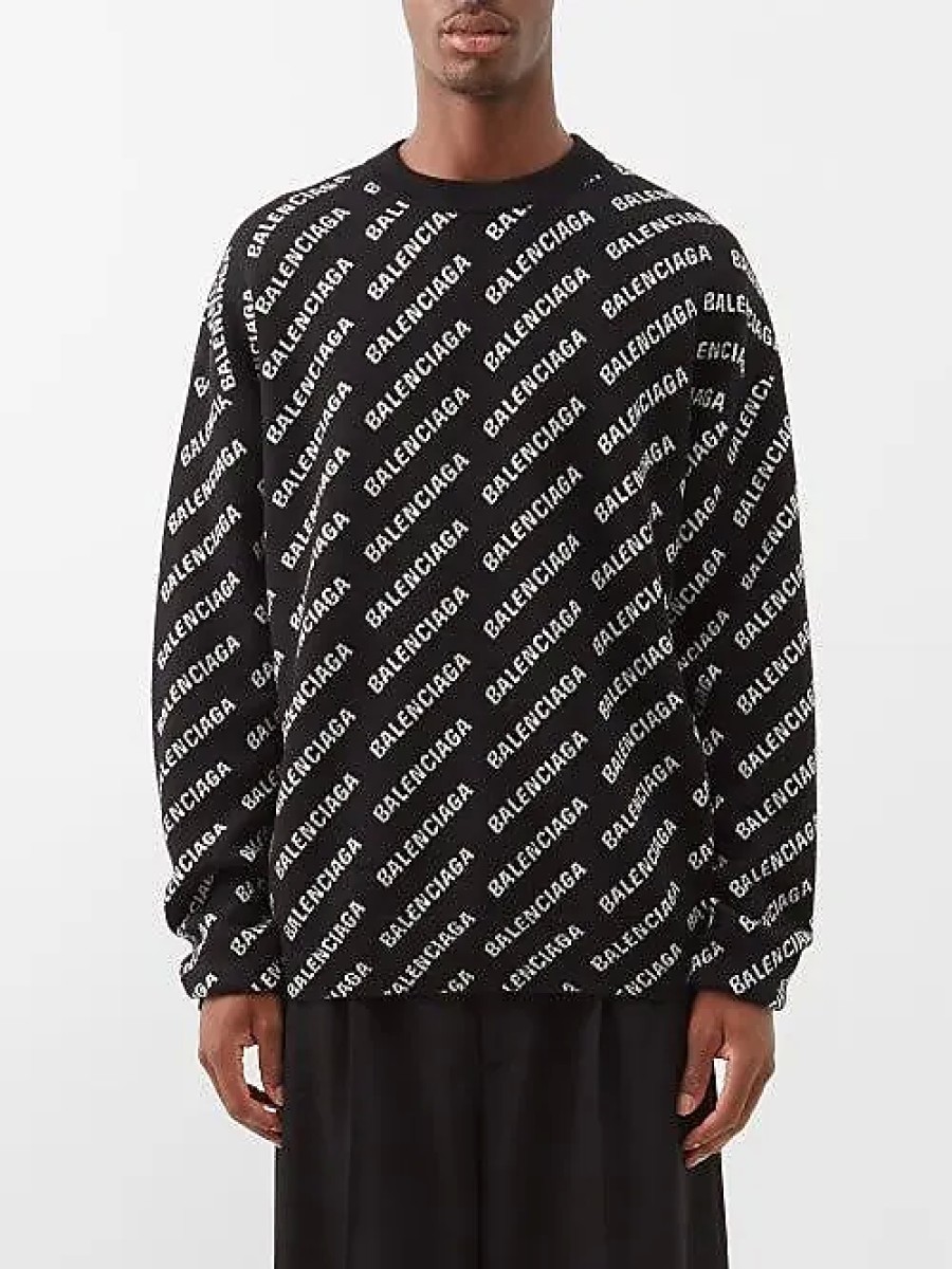 Hommes Marcelo Burlon Chandails | Nouveau Pull En Laine Melangee A Logo Jacquard