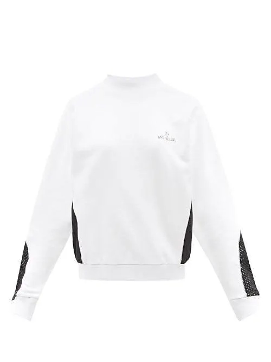 Femmes Moncler Chandails | Sweat-Shirt En Jersey De Coton Bicolore - Femme - Blanc Noir