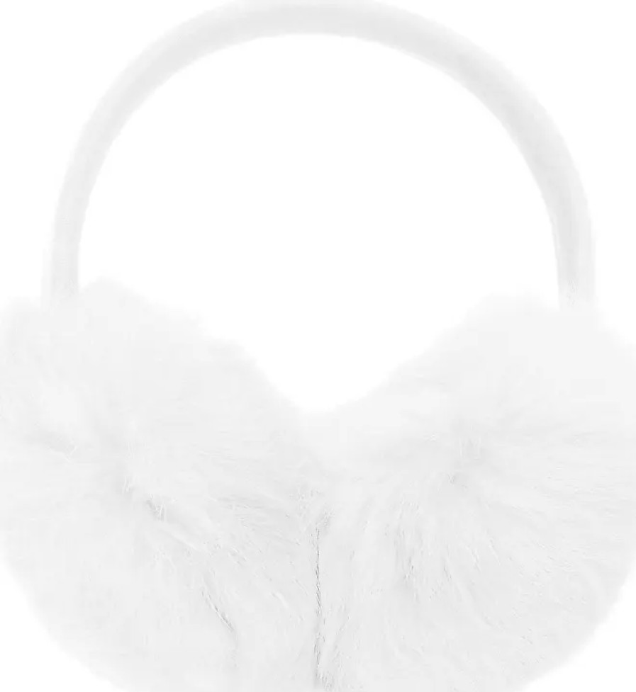 Femmes CC Cache-Oreilles | Cache-Oreilles Reglables En Fourrure De Lapin Veritable Pour Femmes Et Filles, Blanc