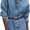 Femmes Slvrlake Denim Chemises | Chemise En Jean Snap-Up En Bleu Moyen Chez Nordstrom, Taille 0