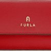 Femmes Prada Portefeuilles | Porte-Cartes Camelia Rosso Veneziano Cuir Texture Rouge Femme