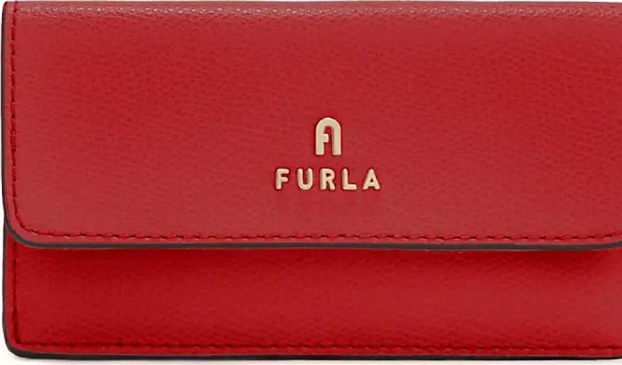 Femmes Prada Portefeuilles | Porte-Cartes Camelia Rosso Veneziano Cuir Texture Rouge Femme