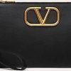 Hommes Ferragamo Sacs | Pochette Vlogo Signature En Cuir De Veau Homme Noir Uni