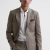 Hommes Luca Faloni Costumes | Kin - Blazer En Lin A Simple Boutonnage Coupe Slim Sage, Uk 46