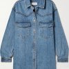 Femmes Bon américain Chemises | Chemise En Denim Biologique Effiloche Western + Net Sustain - Bleu - X Petit, Petit, Moyen, Grand