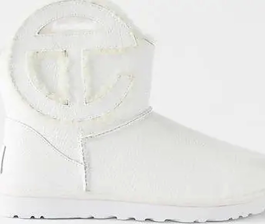 Femmes Né Bottines | Ugg X Telfar - Bottines En Cuir A Logo Decoupe - Femme - Blanc