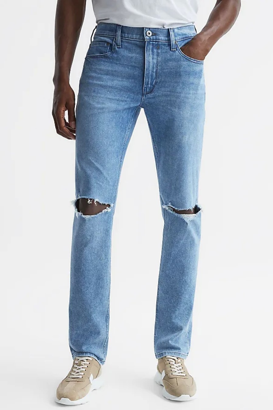 Hommes Reiss Jeans | Jean Slim Tres Extensible Lennox Paige Destructe Odgen