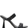 Femmes Prada Chaussures En Cuir | Sandales En Cuir Entrelace 100 Mm - Femme - Cuir De Veau/Polyurethane/Caoutchouc - 9 - Noir