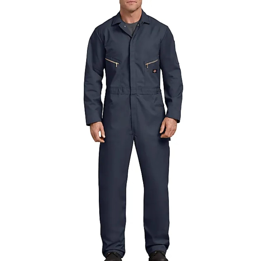 Hommes Dickies Combinaisons | Combinaison Utilitaire De Travail A Manches Longues En Serge De Luxe Pour Hommes, 7 1/2 Onces, Bleu Marine Fonce, 2X Tall Us