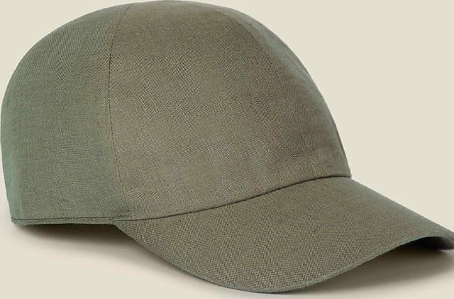 Femmes Lacoste Casquettes | Casquette De Baseball En Lin Vert Kaki