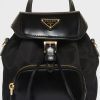 Femmes Mont blanc Sacs | Petit Sac A Dos En Re-Nylon Et Cuir Brosse