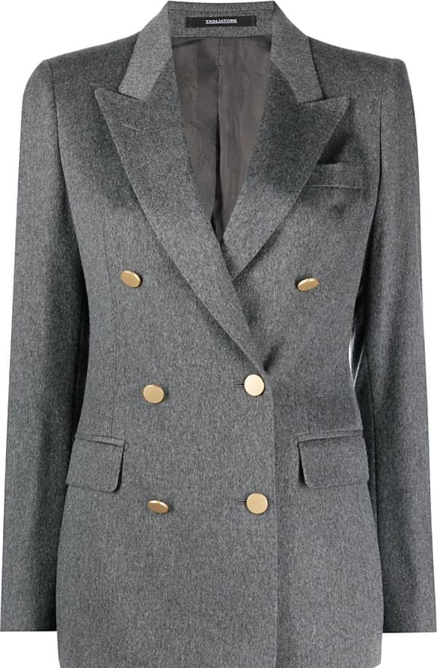 Femmes Burberry Costumes | Blazer A Double Boutonnage Parigi - Femme - Cupro/Cachemire - 44 - Gris