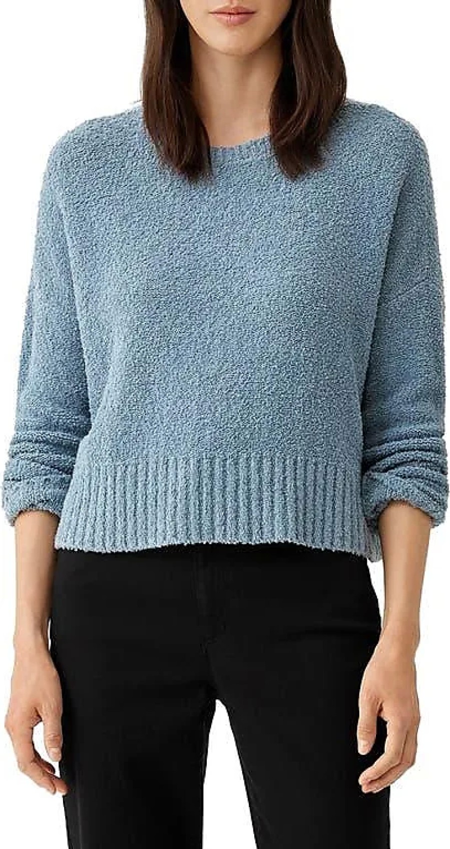 Femmes polo Ralph Lauren Chandails | Pull Boxy En Melange De Coton Biologique A Col Rond En Acier Bleu Chez Nordstrom, Taille X-Large