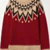 Femmes Fusalpe Chandails | Pull Tricote Fair Isle - Rouge - X Small, Small, Medium, Large, X Large