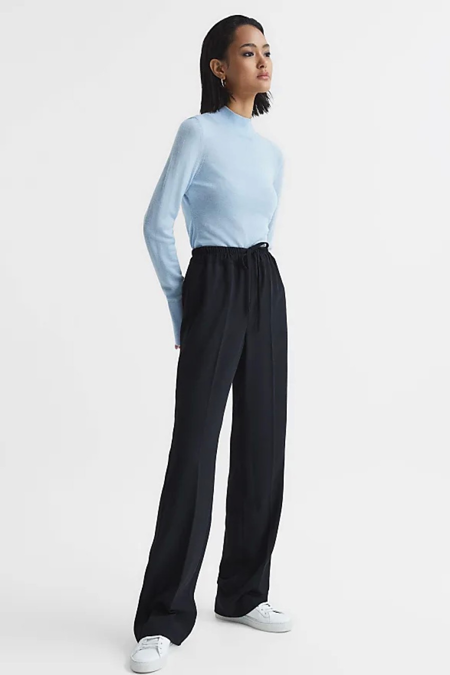 Femmes Lauren Ralph Lauren Vetements De Detente | Large - Pantalon A Enfiler A Jambe Large Hailey Bleu Marine, Us 2R