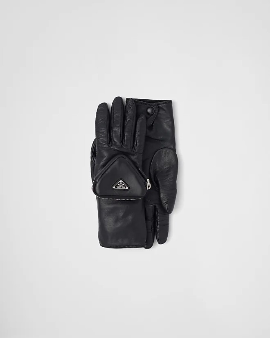 Hommes Tous les saints Gants | Gants En Cuir Nappa Avec Pochette