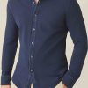 Hommes Luca Faloni Chemises | Chemise Pique Siena Bleu Marine