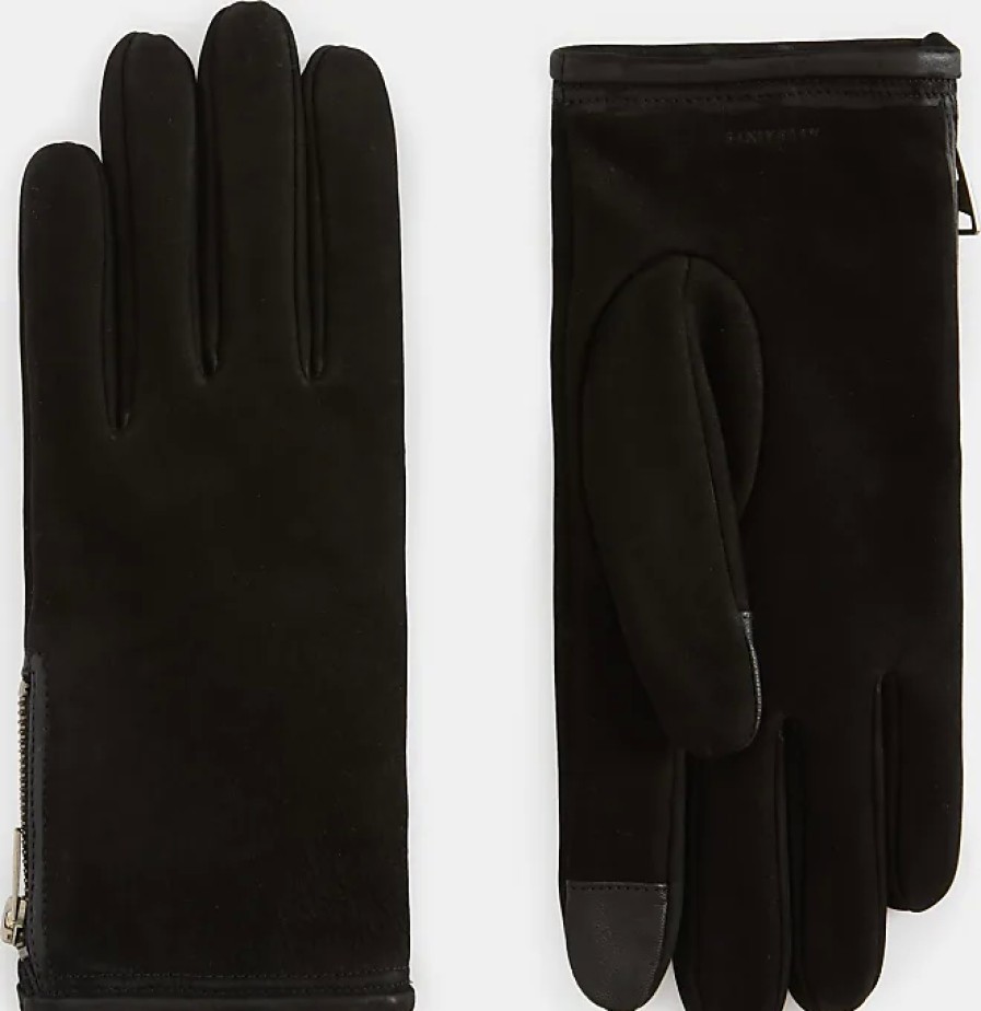 Hommes Tous les saints Gants | Gants Zippes En Cuir Nubuck Dylan